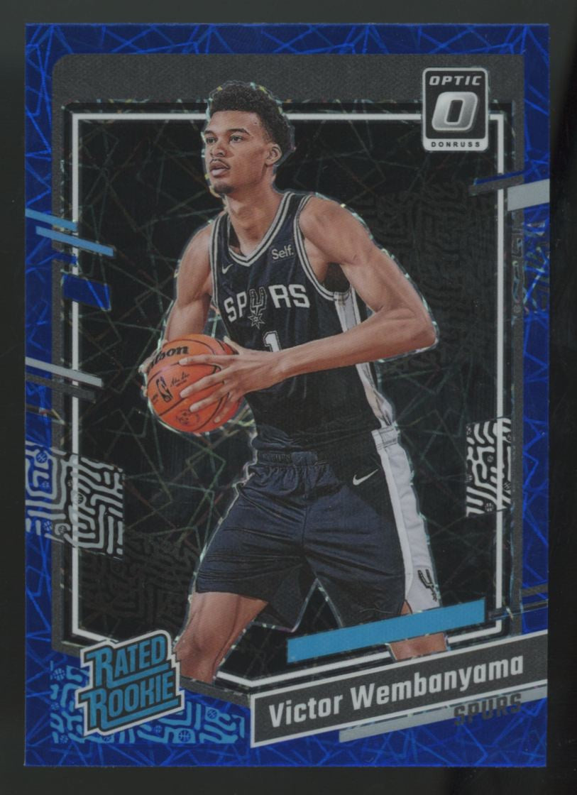 2023-24 Donruss Optic Victor Wembanyama RC Rated Rookie Blue Velocity #225