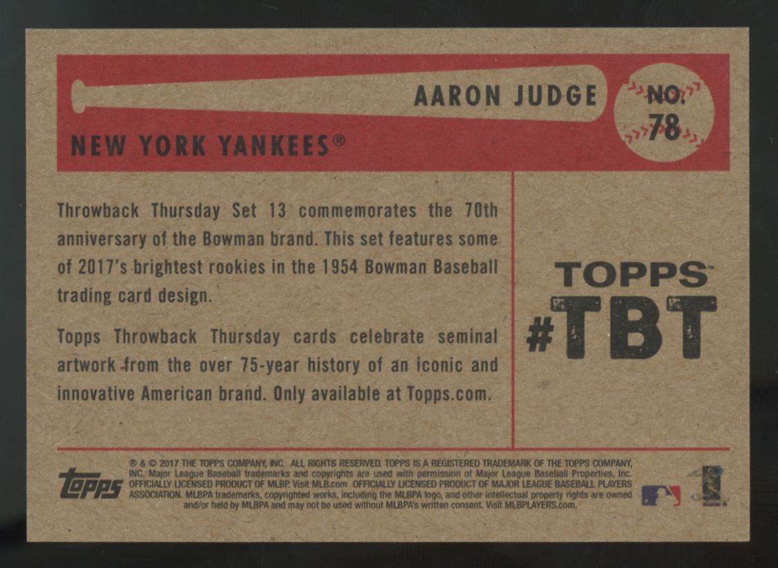 2017 Topps Aaron Judge RC 1954 Throwback Thursday #78