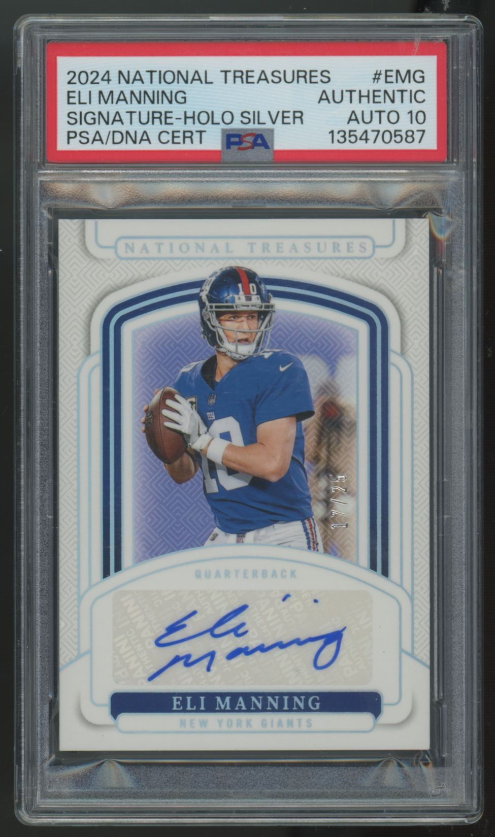 2024 National Treasures Eli Manning Holo Silver Auto /25 #SIGS-EMG PSA Auto 10