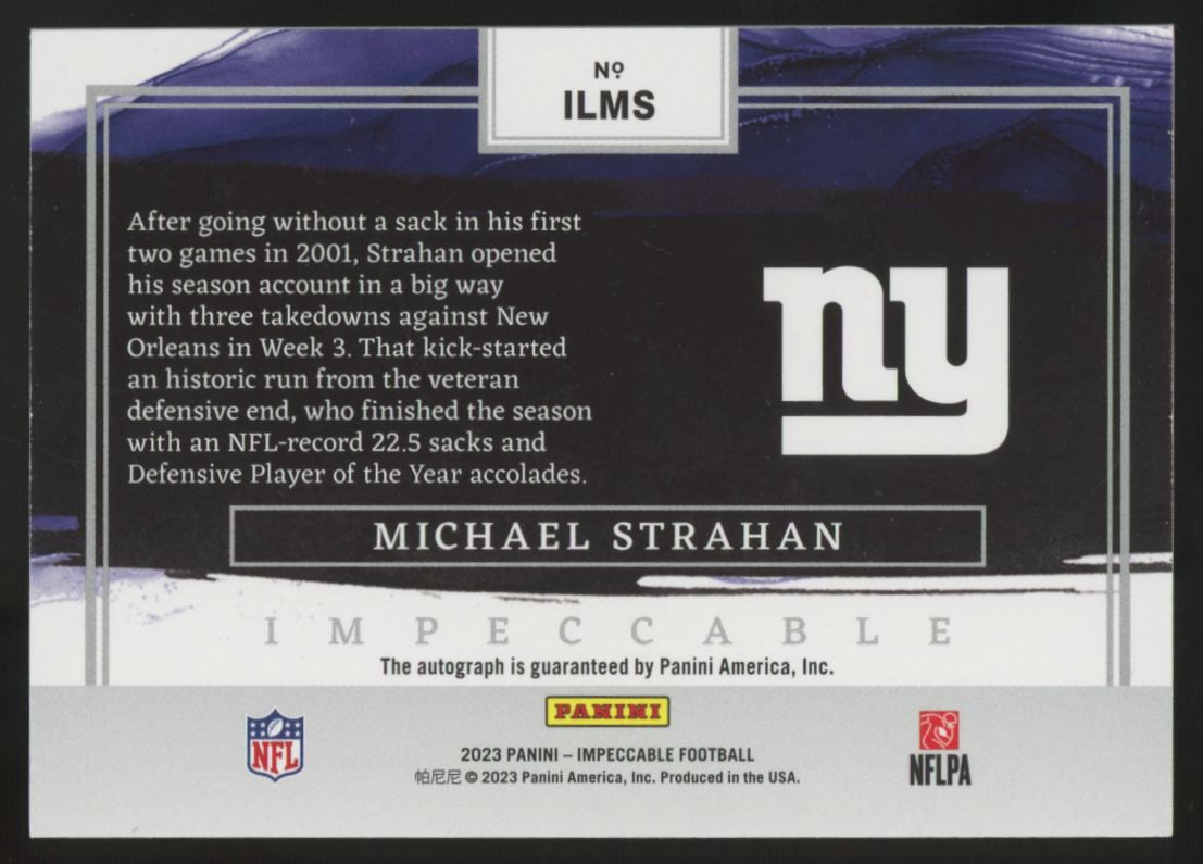 2023 Panini Impeccable Michael Strahan Logo Auto /99 #ILMS
