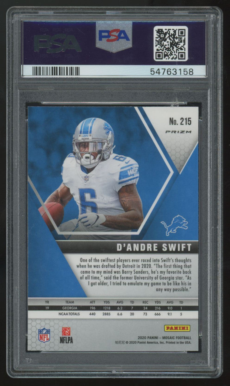 2020 Panini Mosaic D'Andre Swift RC Reactive Orange #215 PSA 10