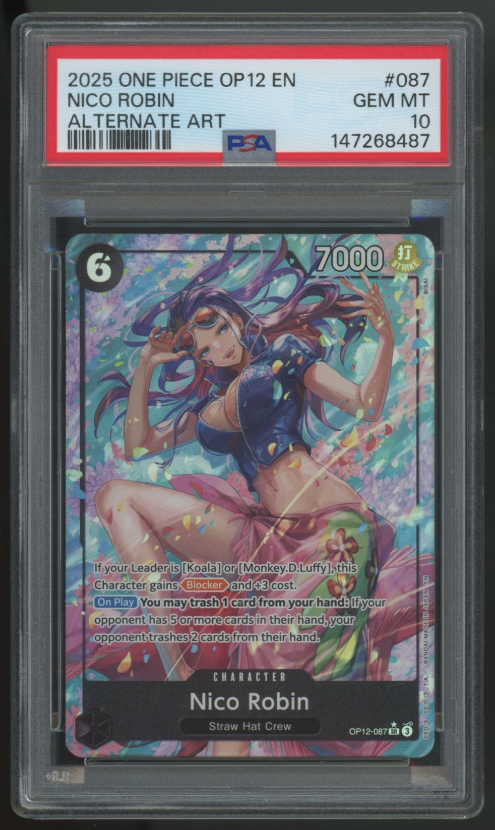 2025 One Piece Nico Robin OP12 Alt Art #087 PSA 10