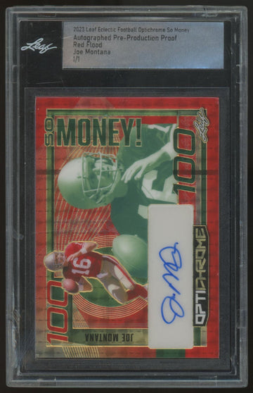2023 Leaf Optichrome Joe Montana Red Flood Pre-Production Proof Auto 1/1