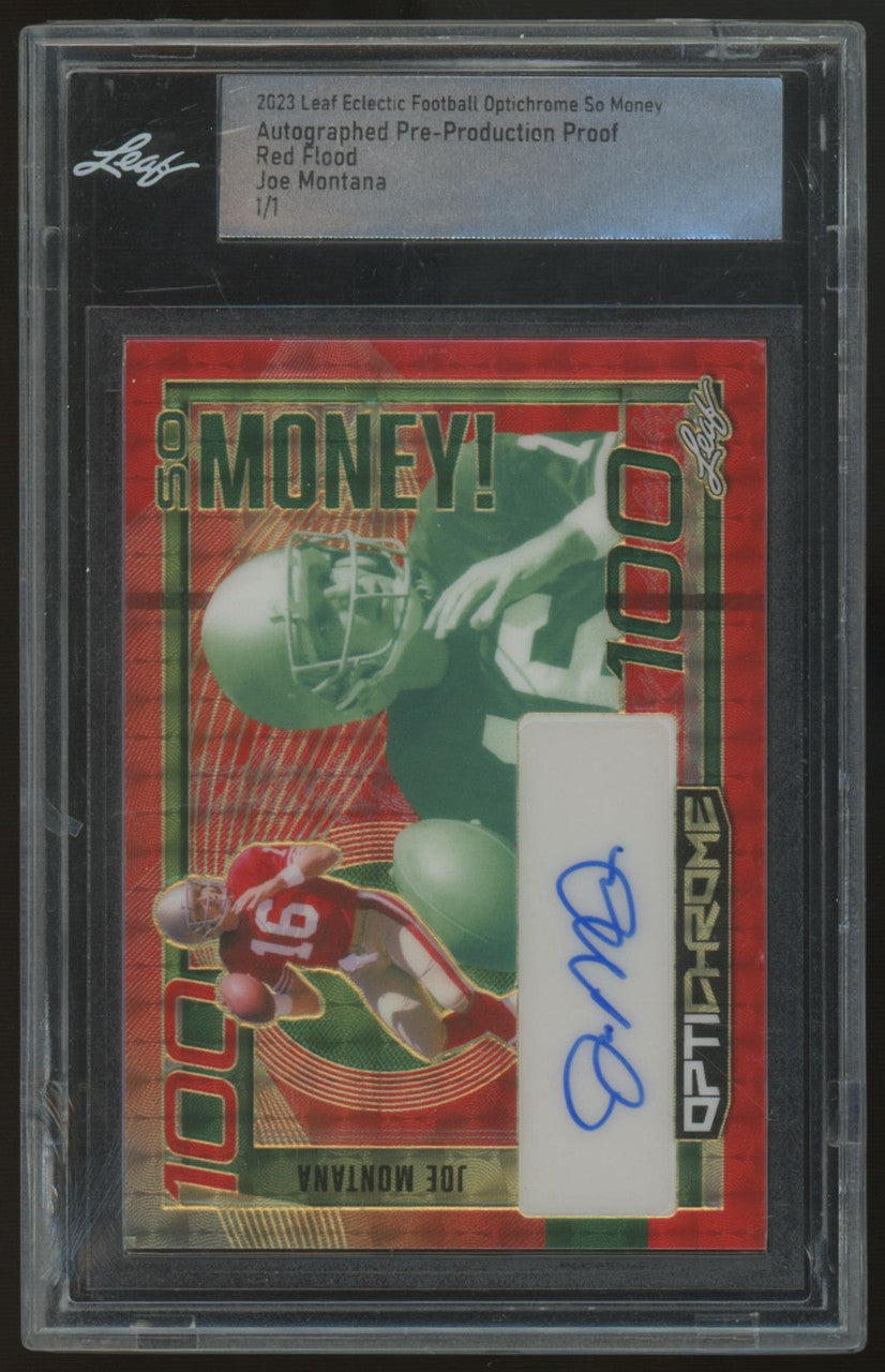 2023 Leaf Optichrome Joe Montana Red Flood Pre-Production Proof Auto 1/1