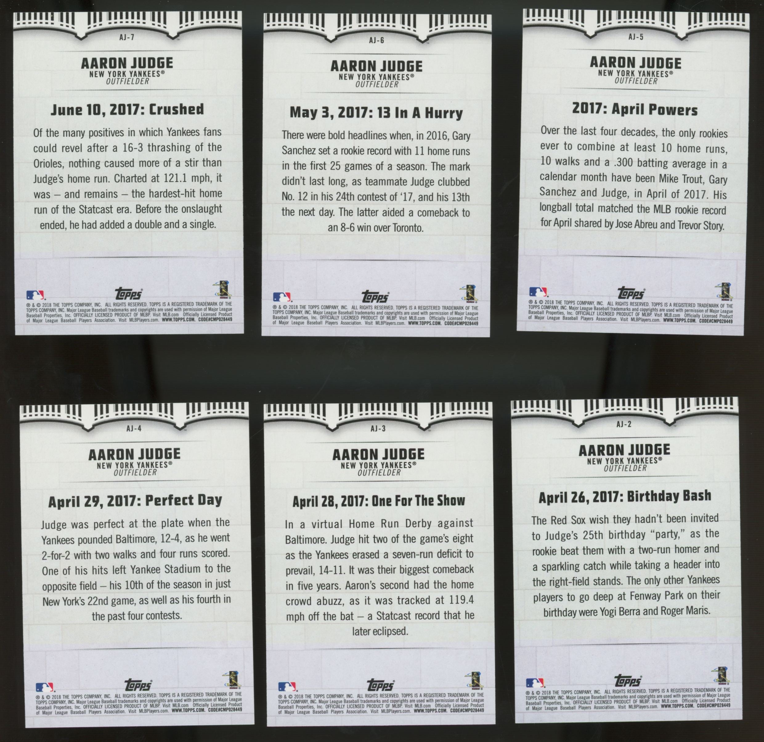 2018 Topps Aaron Judge Highlights Walmart Complete Set (30/30)