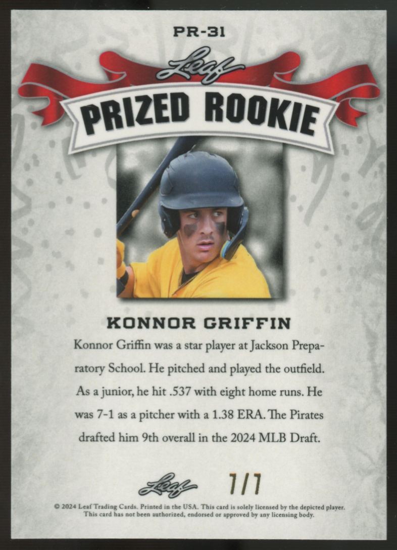 2024 Leaf Konnor Griffin RC Prized Rookie Mojo /7 #PR-31