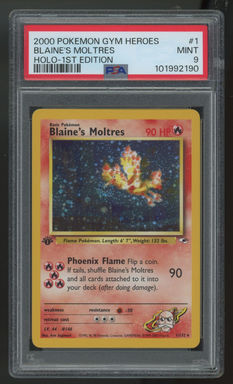 2000 Pokemon Blaine's Moltres Gym Heroes 1st Edition Holo #1 PSA 9