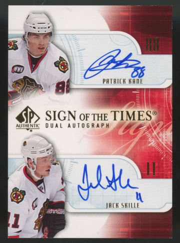 2008-09 UD SP Authentic Patrick Kane Jack Skille Dual Sign Of The Times Auto