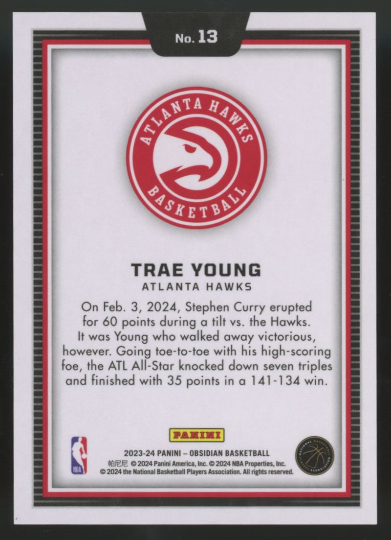2023-24 Obsidian Trae Young Black Color Blast SSP #13