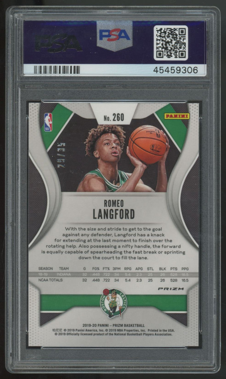 2019-20 Panini Prizm Romeo Langford RC Purple Pulsar /35 #260 PSA 10