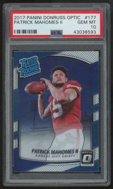 2017 Panini Donruss Optic Patrick Mahomes II RC Rated Rookie #177 PSA 10