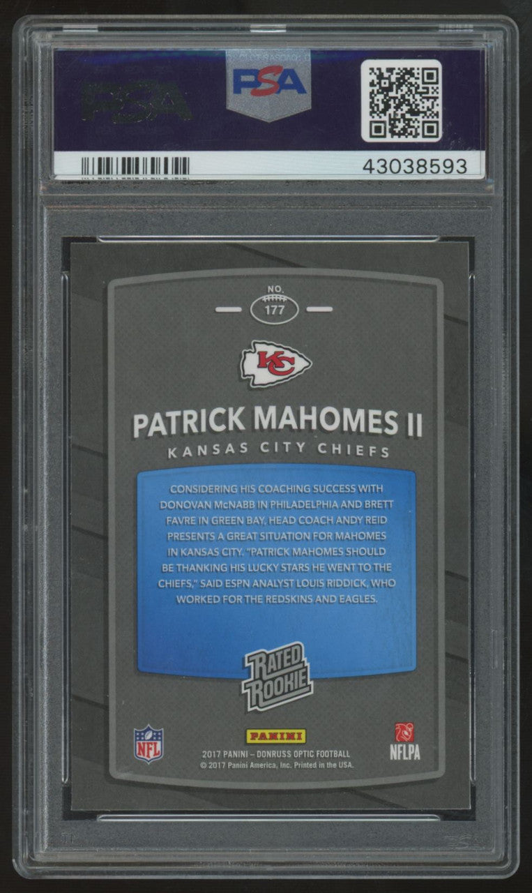 2017 Panini Donruss Optic Patrick Mahomes II RC Rated Rookie #177 PSA 10