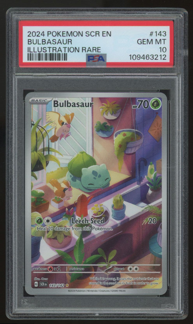 2024 Pokemon Bulbasaur Stellar Crown Illustration Rare #143 PSA 10 (B)