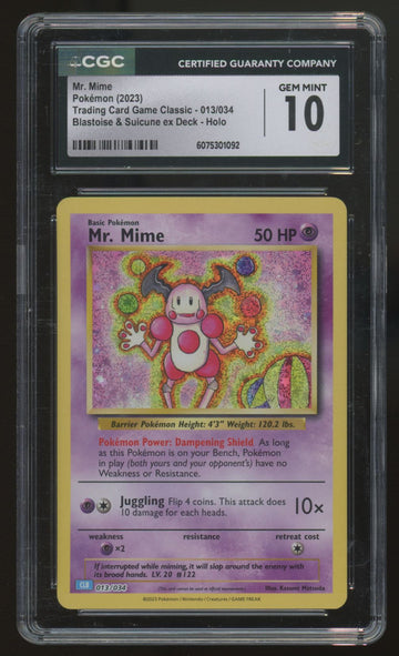 2023 Pokemon Mr. Mime Trading Card Game Classic Holo #013 CGC 10