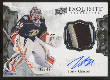 2017-18 Upper Deck Exquisite John Gibson Material Patch Auto /49 #EMS-JG