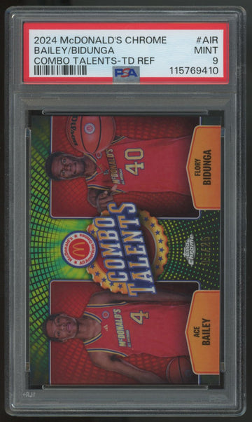 2024 Topps McDonald's Chrome Bailey/Bidunga Combo Talents Tie Dye /25 PSA 9