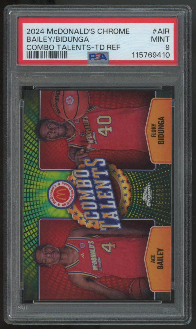 2024 Topps McDonald's Chrome Bailey/Bidunga Combo Talents Tie Dye /25 PSA 9