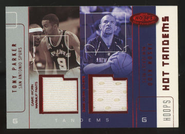 2002-03 Hoops Hot Prospects Tony Parker/Jason Kidd Red Tandems Dual Patch /10