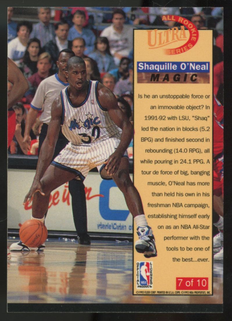 1992-93 Fleer Ultra Shaquille O'Neal RC All Rookie Series #7