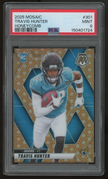 2025 Panini Mosaic Travis Hunter RC Honeycomb SSP #301 PSA 9