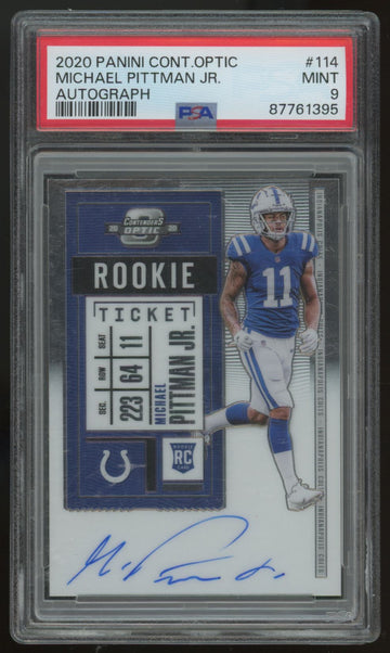 2020 Contenders Optic Michael Pittman Jr. RC Ticket Auto #114 PSA 9