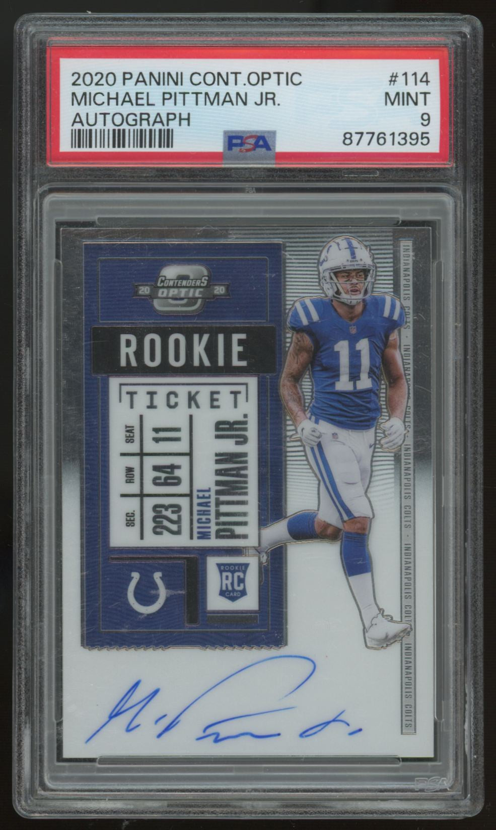 2020 Contenders Optic Michael Pittman Jr. RC Ticket Auto #114 PSA 9