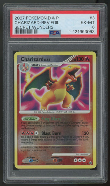 2007 Pokemon Charizard Secret Wonders Reverse Holo #3 PSA 6