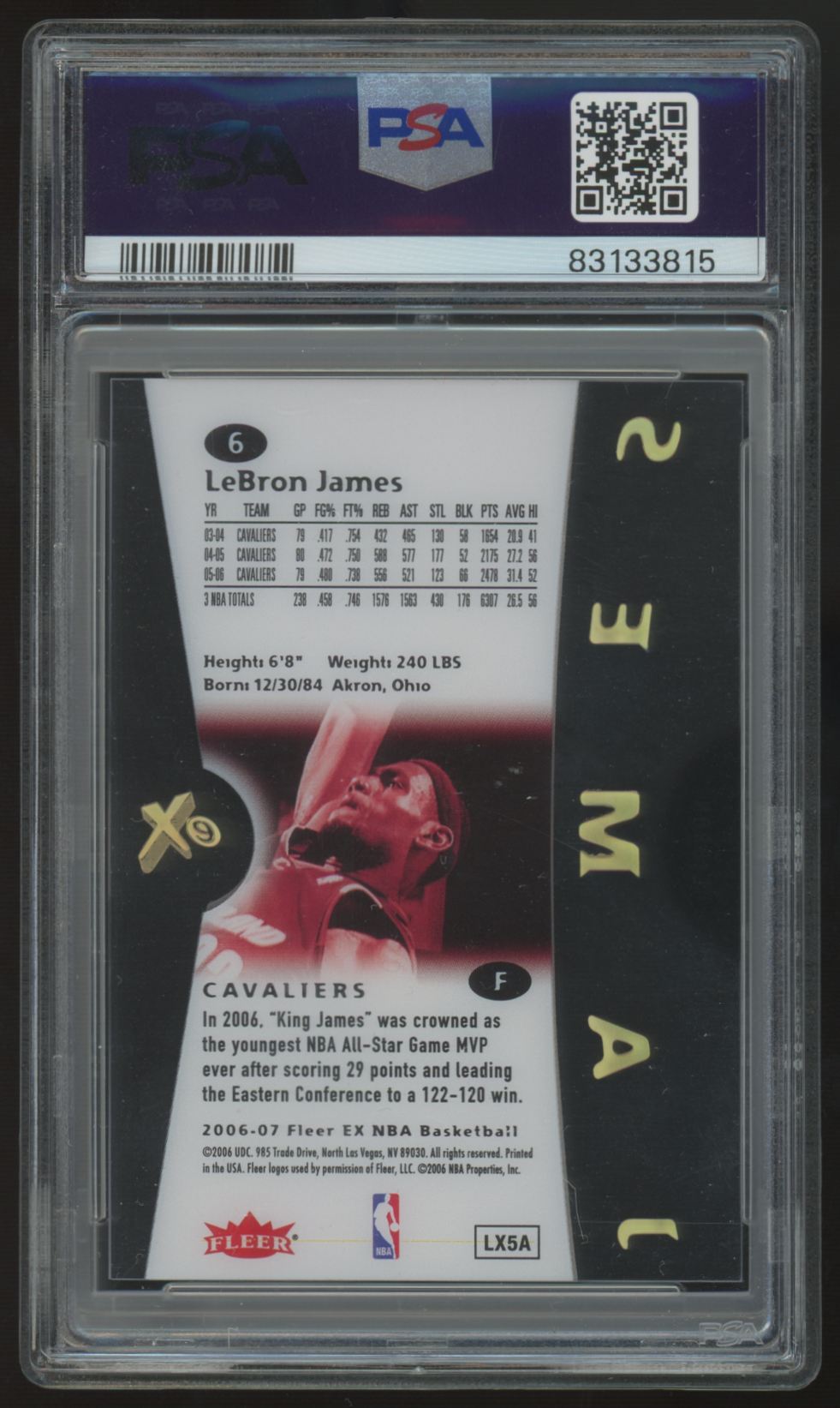 2006-07 Fleer E-X LeBron James #6 PSA 8