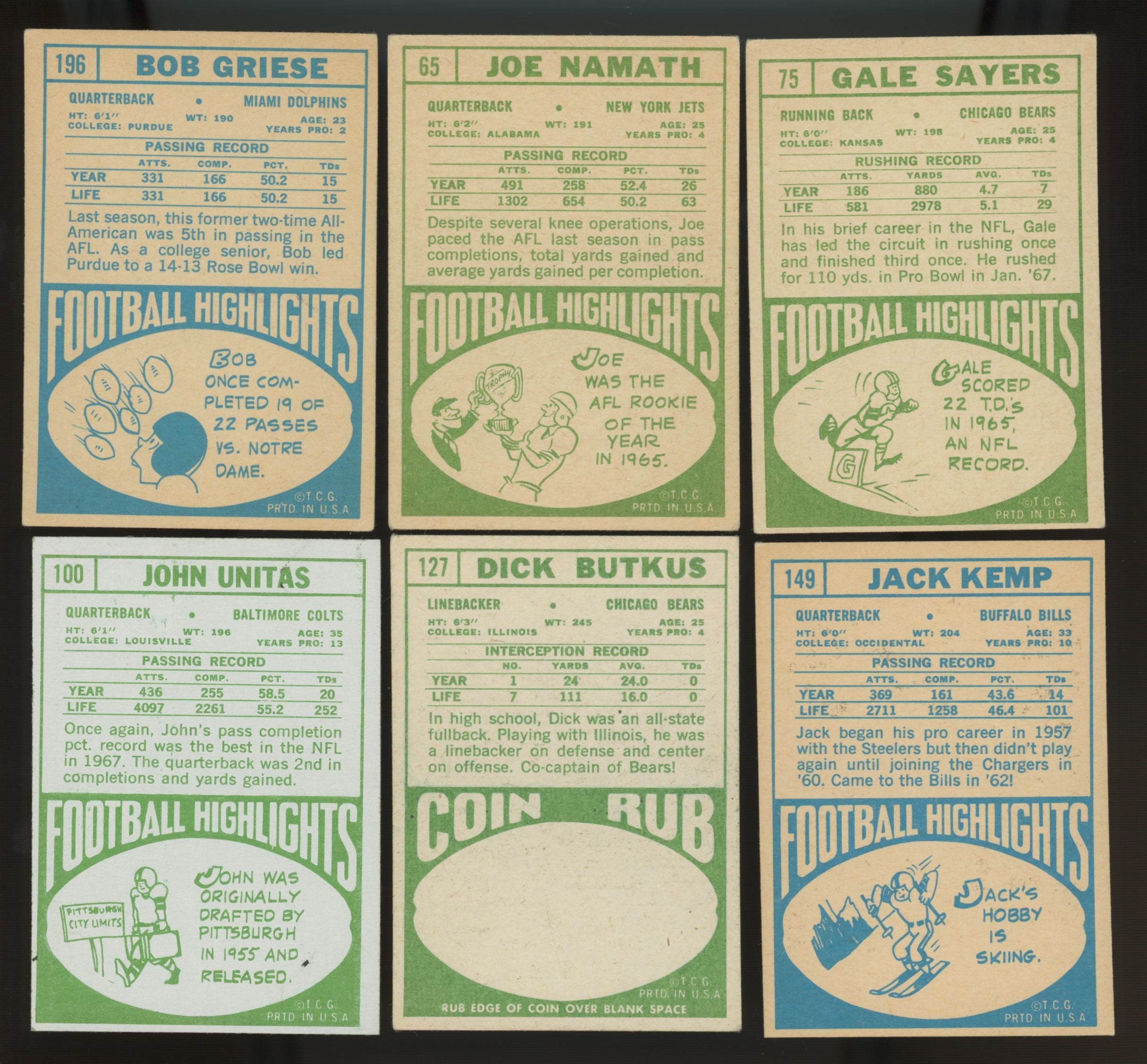 1968 Topps Football Complete Set (219) VG-EX