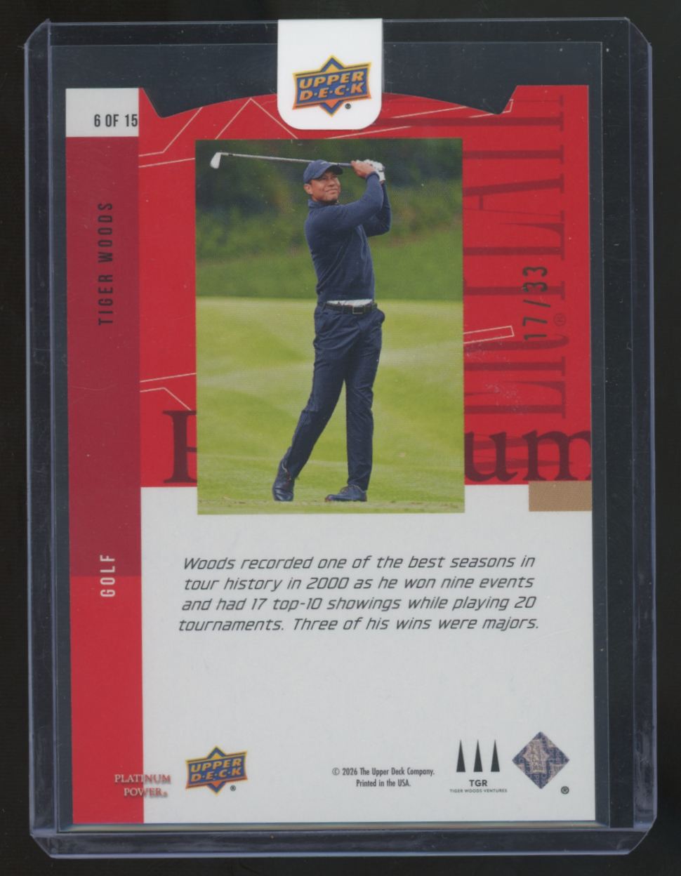 2026 Upper Deck CDD Conference Tiger Woods Red Platinum Power /33 #6