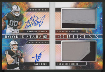 2025 Panini Origins Ashton Jeanty, Jack Bech RC Dual Patch Auto RPA Booklet /49