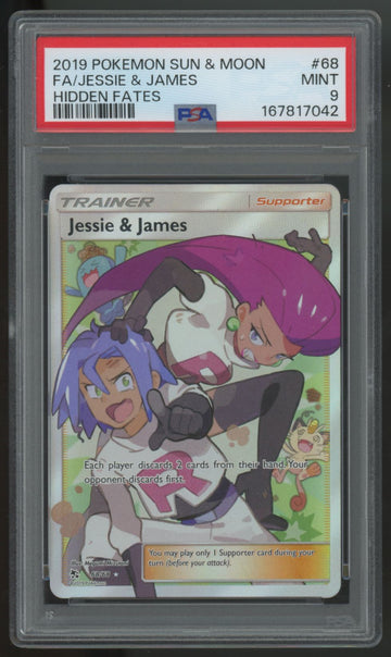 2019 Pokemon Jessie & James Hidden Fates Full Art #68 PSA 9