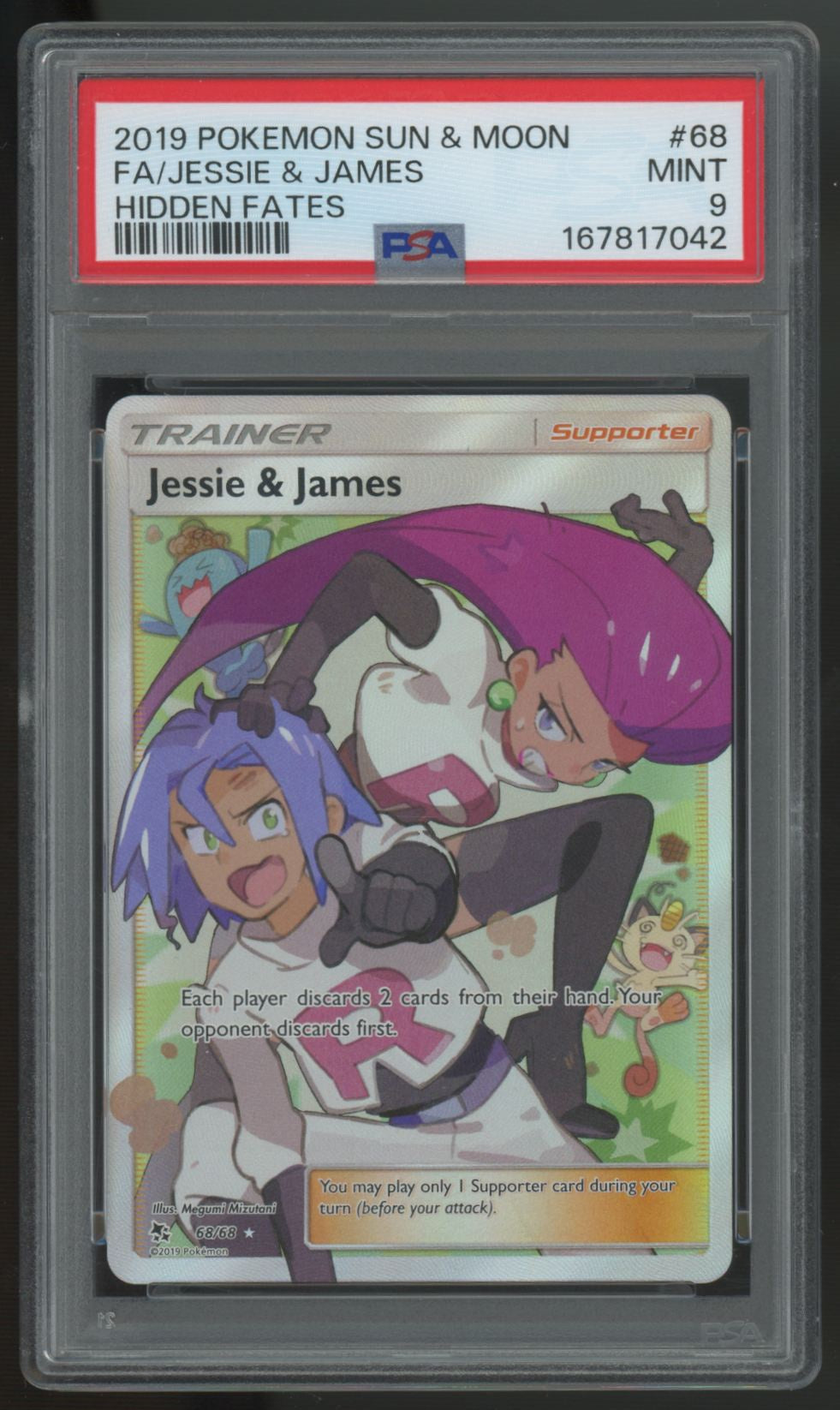 2019 Pokemon Jessie & James Hidden Fates Full Art #68 PSA 9
