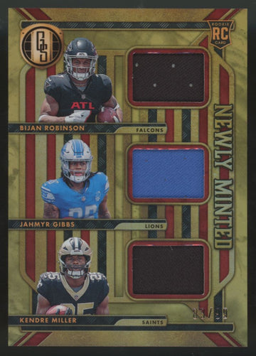 2023 Gold Standard Jahmyr Gibbs, Bijan Robinson, Miller RC Triple Patch /99