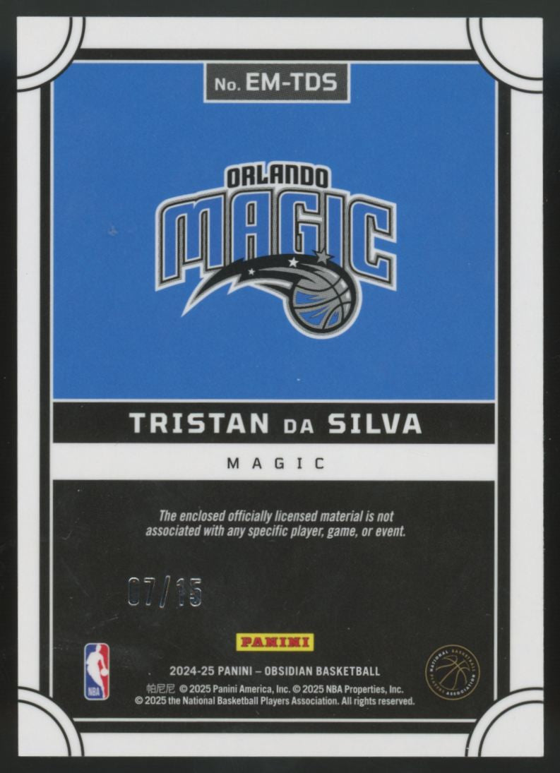 2024-25 Obsidian Tristan Da Silva RC Eclipse Electric Etch Hot Springs Patch /15