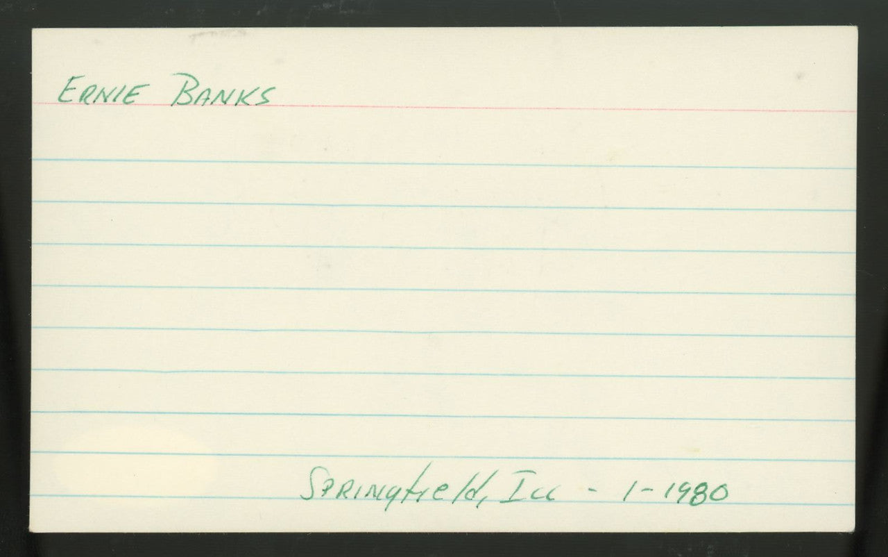 Ernie Banks Signed Autographed Index Card JSA