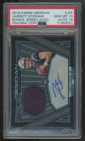 2019 Panini Obsidian Jarrett Stidham RC Patch Auto RPA /150 #RJA-JST PSA 10 10