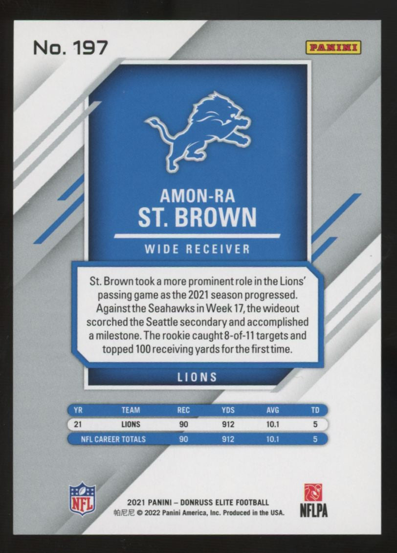 2021 Panini Chronicles Donruss Elite Update Amon-Ra St. Brown RC Blue /10 #197
