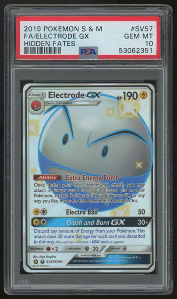 2019 Pokemon Electrode GX Hidden Fates Full Art #SV57 PSA 10