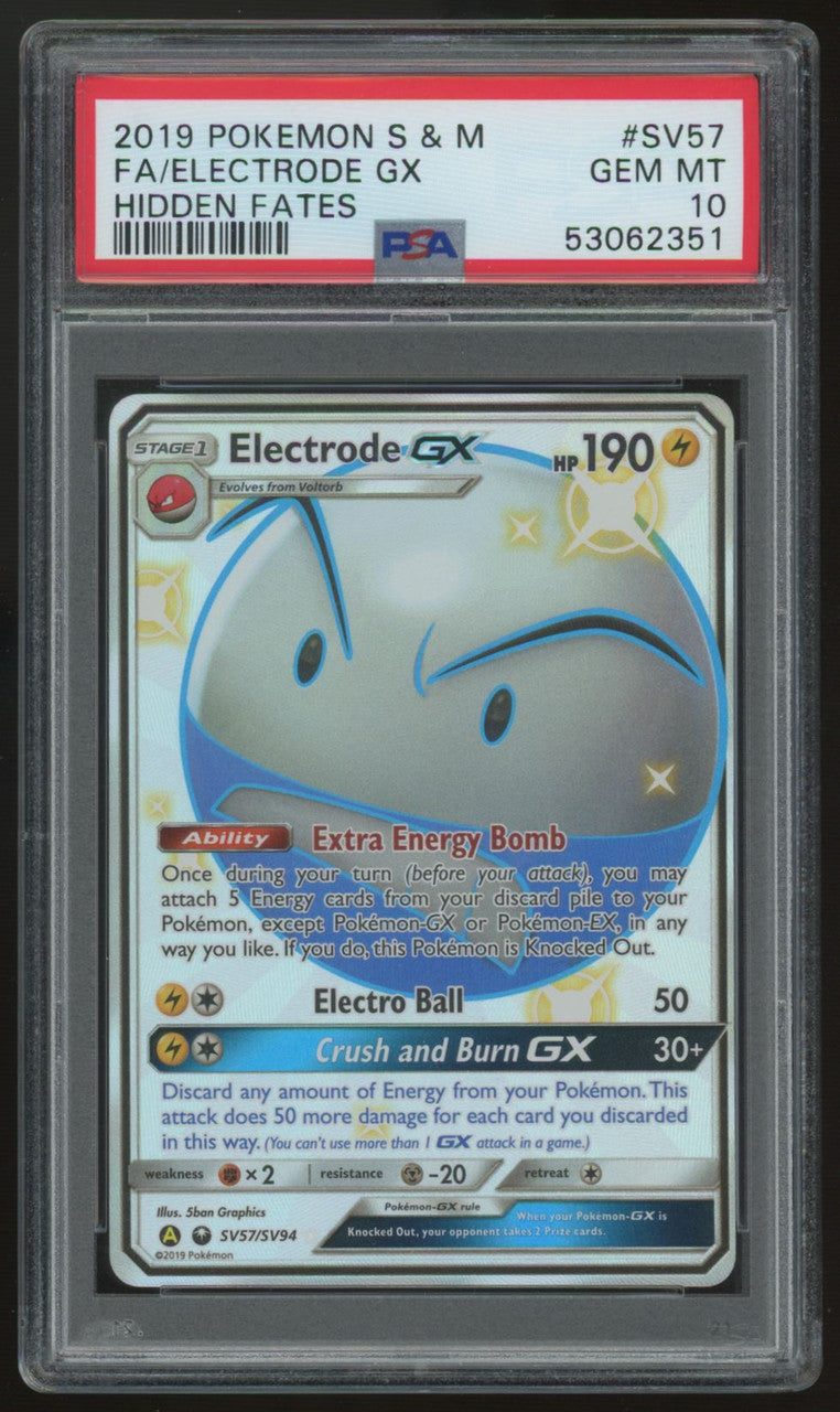 2019 Pokemon Electrode GX Hidden Fates Full Art #SV57 PSA 10