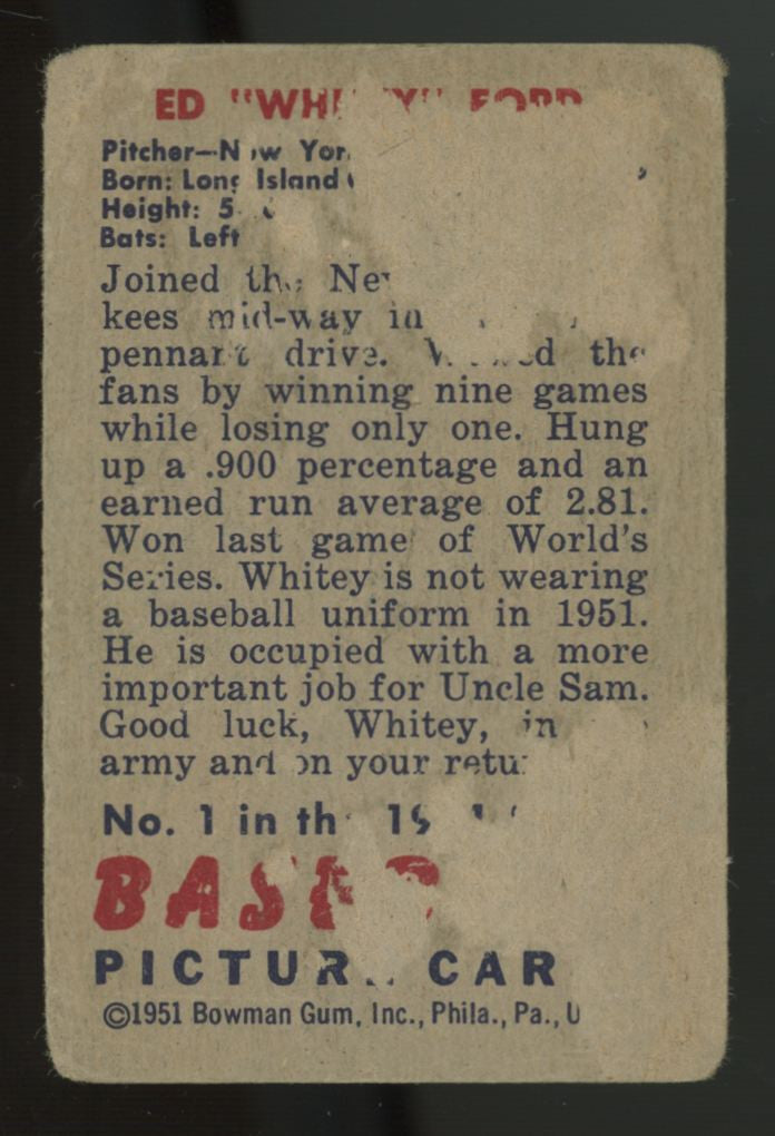 1951 Bowman Ed "Whitey" Ford RC #1 Poor