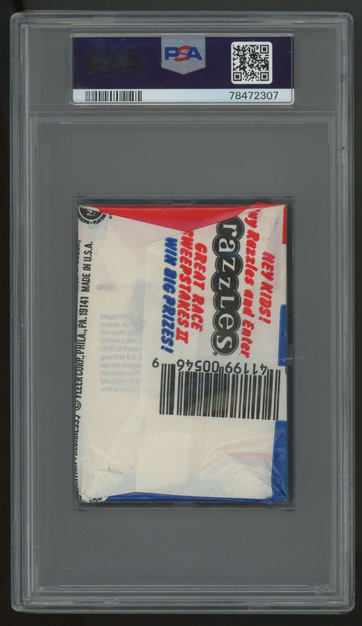 1986/87 Fleer Basketball Pack Magic Johnson Back PSA 8 *307