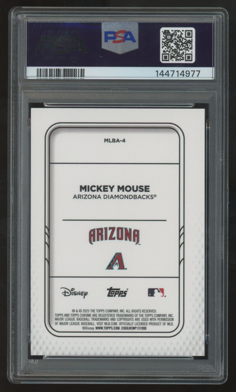 2025 Topps Chrome Update Mickey Mouse Arizona Diamondbacks Refractor #4 PSA 8