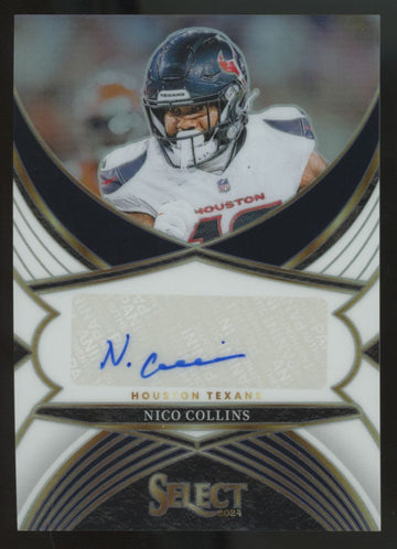 2024 Panini Select Nico Collins White Prizm Auto /50 #SSP-NCS