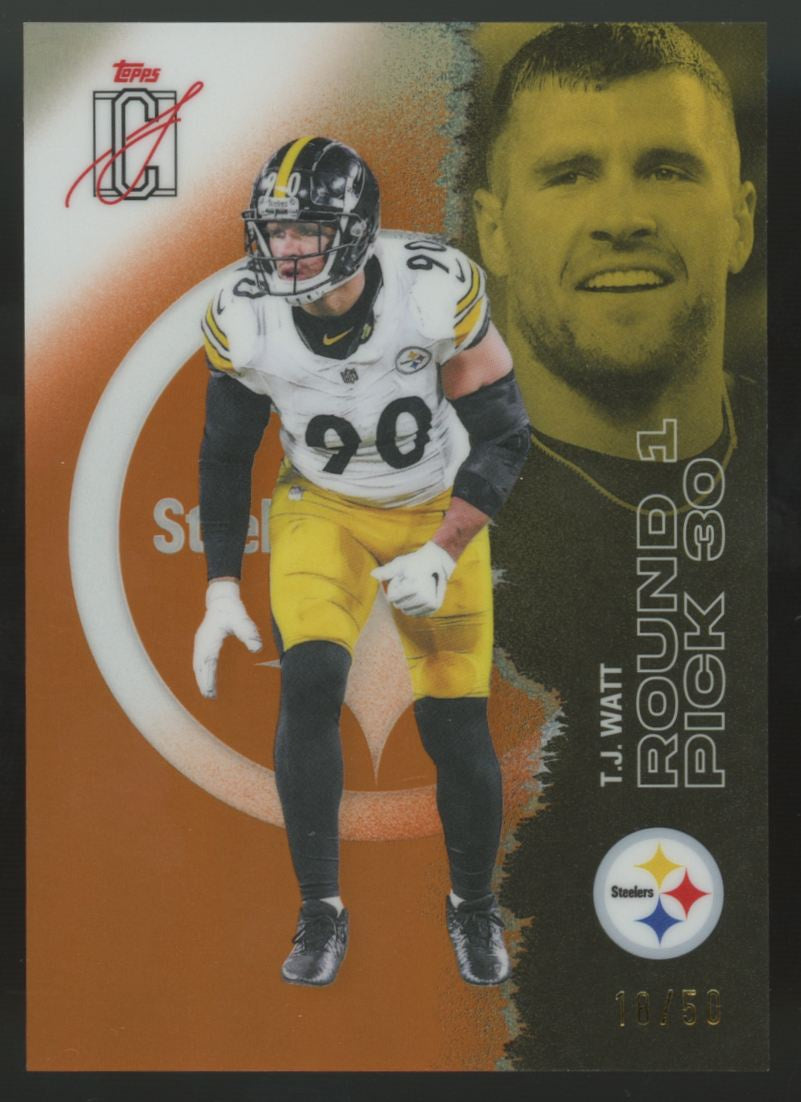 2025 Topps Signature Class T.J. Watt Chrome Orange /50 #96