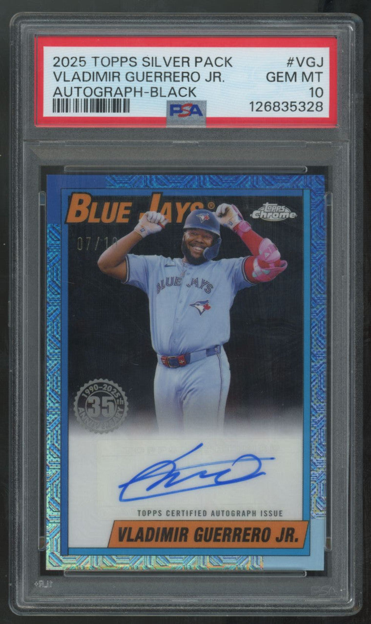 2025 Topps Silver Pack Vladimir Guerrero Jr. 1990 Chrome Black Auto /10 PSA 10