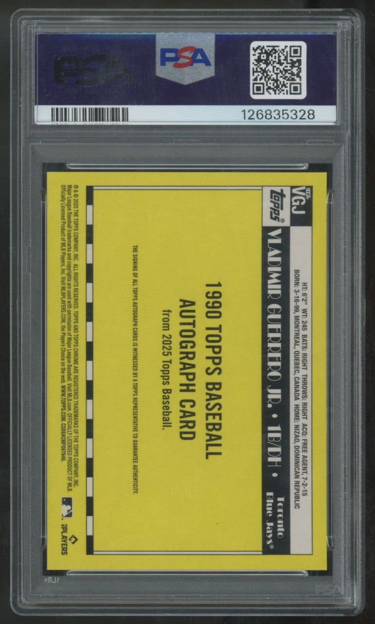2025 Topps Silver Pack Vladimir Guerrero Jr. 1990 Chrome Black Auto /10 PSA 10
