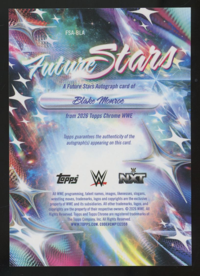 2026 Topps Chrome WWE Blake Monroe Future Stars Gold Refractor Auto /50 #FSA-BLA