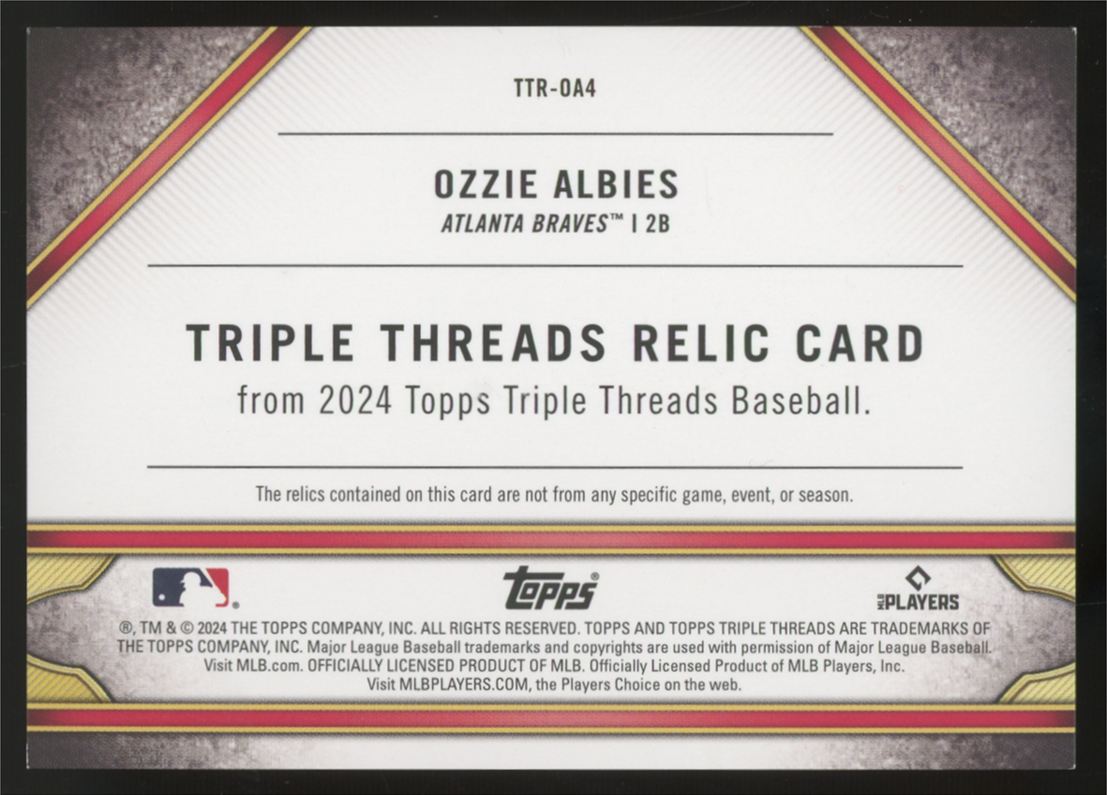 2024 Topps Triple Threads Ozzie Albies Relics Patch Emerald /18 #TTR-0A4