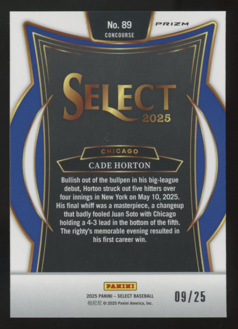 2025 Panini Select Cade Horton RC Concourse Tie-Dye Prizm /25 #89